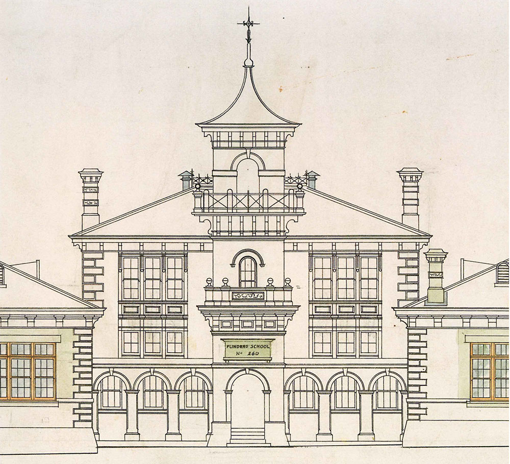 Flinders [Schoo] Geelong 260 proposed remodelling no.3 drawing (detail) 1916Public Record Office Victoria