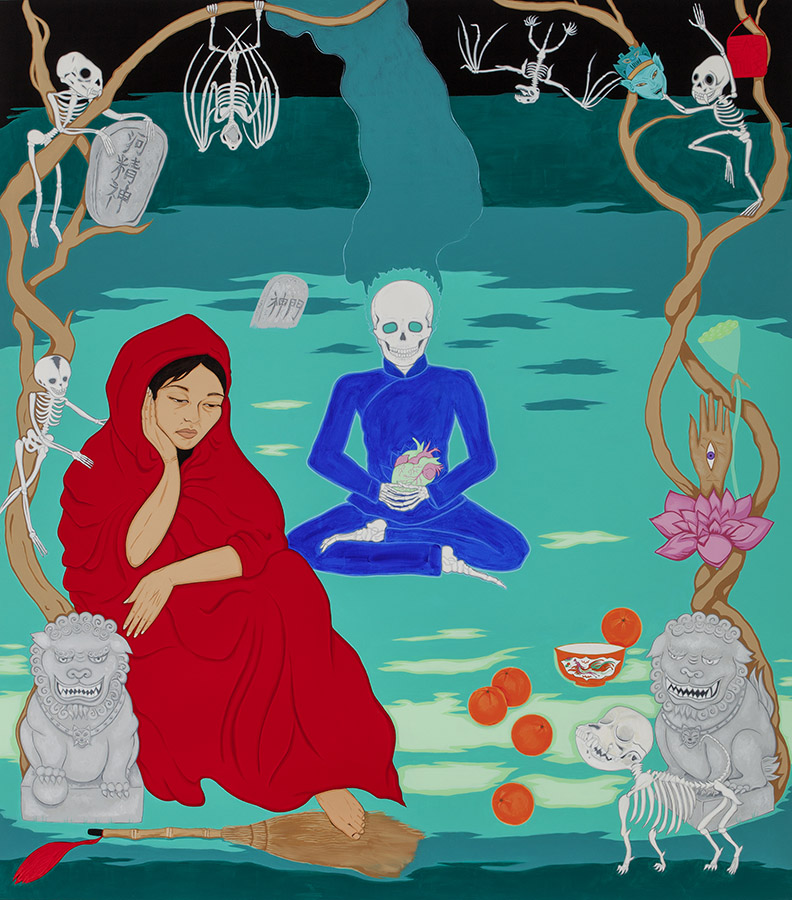 Kate Beynon Graveyard scene/the beauty and sadness of bones 2014–15synthetic polymer paint on linenGeelong Gallery2016 Geelong contemporary art prize (winner)Reproduced courtesy of the artist and Sutton Gallery, Melbourne