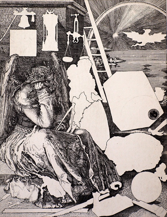 Raymond Arnold, The winged personification of melancholy I 2022, etching; edition 1/10, Colin Holden Charitable Trust, © the artist