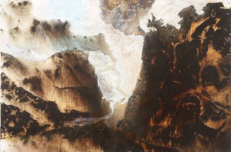 Mandy MartinAfter Salvator Rosa: landscape with Apollo and the Cumaen Sibyll 2006oil, ochre and pigment on linenGeelong Gallery Gift of Guy and Kim Abrahams through the Australian Government&rsquo;s Cultural Gifts Program, 2020&copy; Courtesy of the artist
