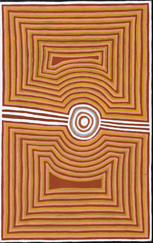 Mick Namarari TjapaltjarriWater Dreaming (Itjinpiri, Water Hole) 1995synthetic polymer paint on linenGeelong GalleryGift of Ben Clark through the Australian Government's Cultural Gifts Program, 2020© Mick Namarari Tjapaltjarri licensed by Aboriginal Artists Agency